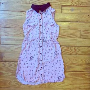 Pink dress with black collar